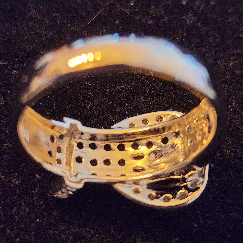 Buckle Ring blue stone accent in 925 Silver. Size 10 - Picture 5 of 6